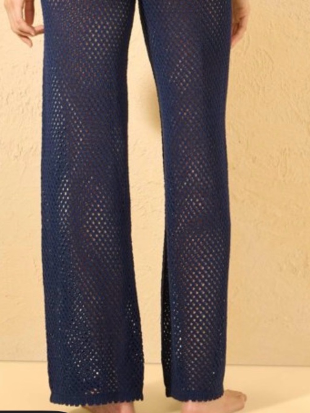 Shade & Shore Navy Blue Crochet Cover-Up Pants Open Knit Swim Beach Women Small - Picture 2 of 9